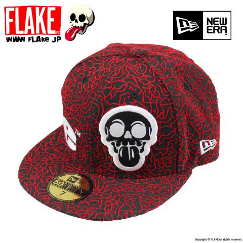 FLAKE × NEW ERA 59FIFTY Black Red Elephant Print