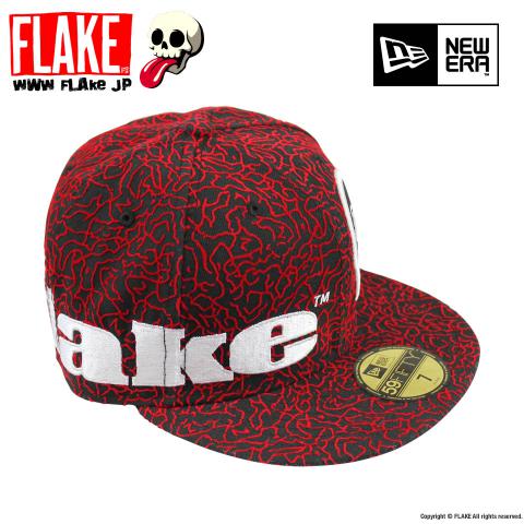 FLAKE × NEW ERA 59FIFTY Black Red Elephant Print