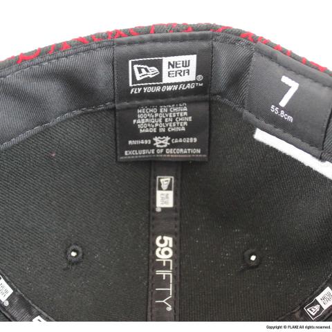 FLAKE × NEW ERA 59FIFTY Black Red Elephant Print