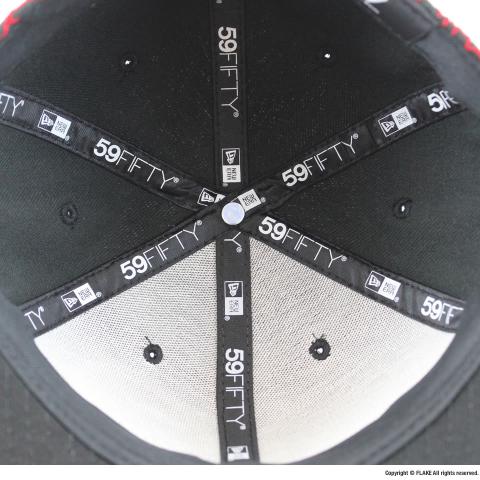 FLAKE × NEW ERA 59FIFTY Black Red Elephant Print